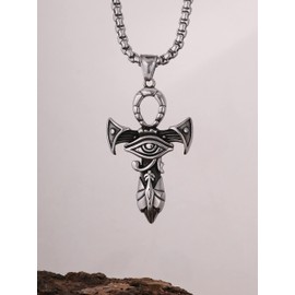 HAQUIL Ankh Cross Eye of Horus Pendant Necklace, Egyptian Symbol Jewelry, Gifts for Women and Men