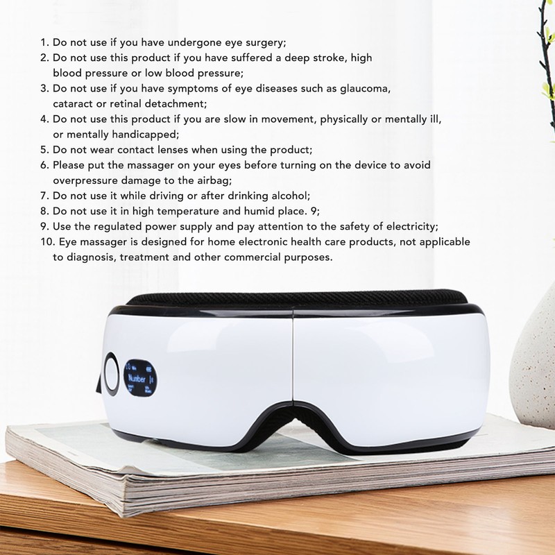 Eye Massager with Heating Bluetooth Music 6 Massage Modes Rechargeable
