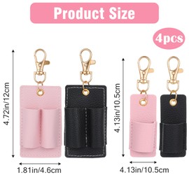YBEATY 4 Pcs Lanyard Pen Clip Portable Leather Neck Pen Holder Keychain Pocket PU Leather Lanyard Keychain Pocket Protector for Badge Pens Holder for Nurses Courier Clerk