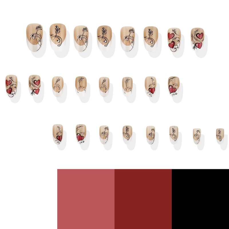 Valentine's Day Press on Nails French Tip Fake Nails Almond