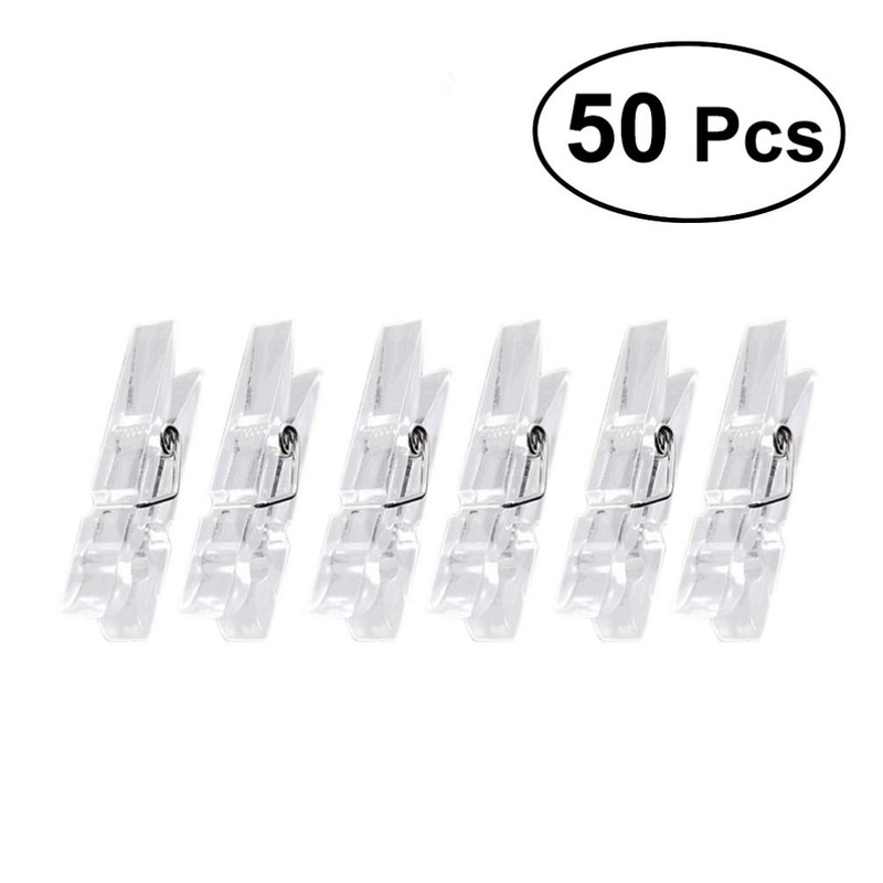 BESPORTBLE 50pcs Mini Transparent Plastic Clip Clothes Line Clips Photo