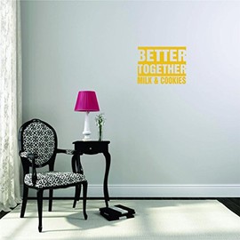 Better Together Milk Cookies Food Kitchen Cook Chef Gourmet Bon Viveur Fancy Food Wine Baking Donuts Pancakes Decorating Ideas Girl Boy Bedroom Wall Decal Sticker - Size: 13 Inch x 18 Inch