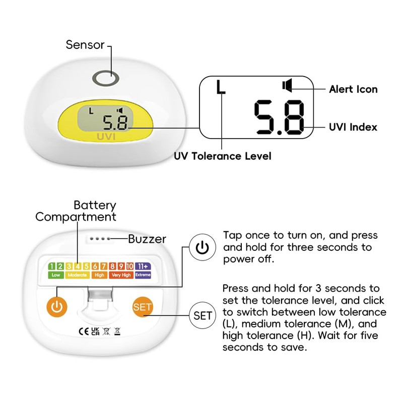 Sunlight UV Index Meter,UV Hurt Alarm,Beeping Sound When Sunburn,No Use