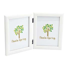 Nicola Spring Folding 2-Photo Frame - Fits Photo Size 5 x 7 (12 x 17cm) - Pack of 1 - White Picture Frame Small Portrait Photo Frame with Stand Freestanding Photo Certificate Display Poster Frame
