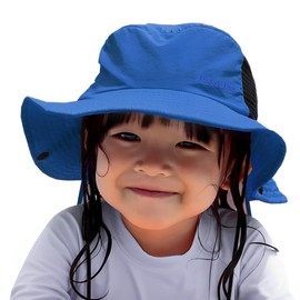 HUGGABEEE Surf Hat for Kids, Renewal with Sun Protection, Safari Hat, Removable Sun Shade Included, UV Protection, blue