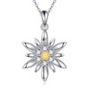 UCADRIT Edelweiss Jewelry Sterling Silver Edelweiss Necklace Flower Pendant White