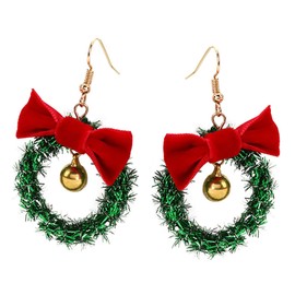KONTONTY Gold Christmas Garland Bell Earrings Stylish Dangle Earrings Design Present for Women