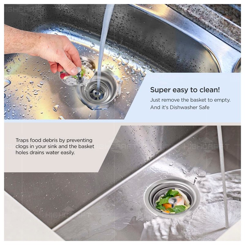 Highcraft 9753 Kitchen Sink (3-1/2 Inch) Stainless Steel Drain Assembly