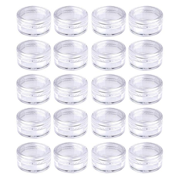 20 Pieces Small Clear Round Travel Sample Jar Pots for