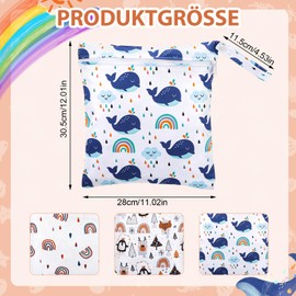 Kaisibum Pack of 3 Wet Bags for Nursery, 28 x 30 cm Waterproof Wetbag, Reusable Wet Bags with Zip, Wet Bag Nursery for Baby Travel On the Go, multi-coloured, Cartoon