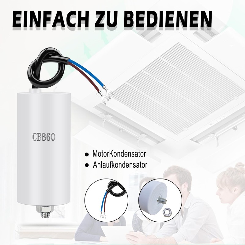 Iruihoo Motor Capacitor CBB60 25µF 450V Capacitor 50/60Hz 25UF Starting