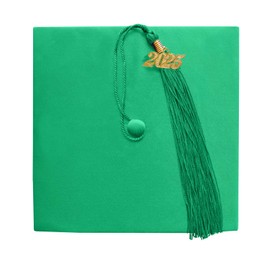 Happy Secret Shiny Graduation Cap Unisex with 2025 Tassel 2024 Year Charm for High School & Bachelor Emerald Green
