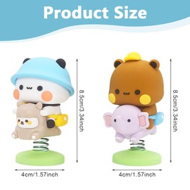 LKNBIF Bubu Dudu bobblehead, cute panda doll figurine, panda ornament car decoration, collectible table decoration, office, desktop, room, car decoration - 2 pieces