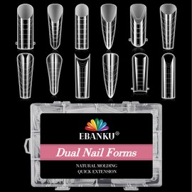EBANKU Dual Forms for Poly Nail Gel 288PCS Dual Nail Forms Molds Stiletto Coffin