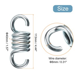 sourcing map 1543 Lbs Capacity Hammock Chair Spring Porch Swing Springs, 4.44 Inch Galvanized Iron Swing Extension Springs for Swing Hammock Hanging Chair Sandbags, Silver, Pack of 2