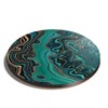 1 x Round Coaster - Teal Aqua Marble Effect Ink