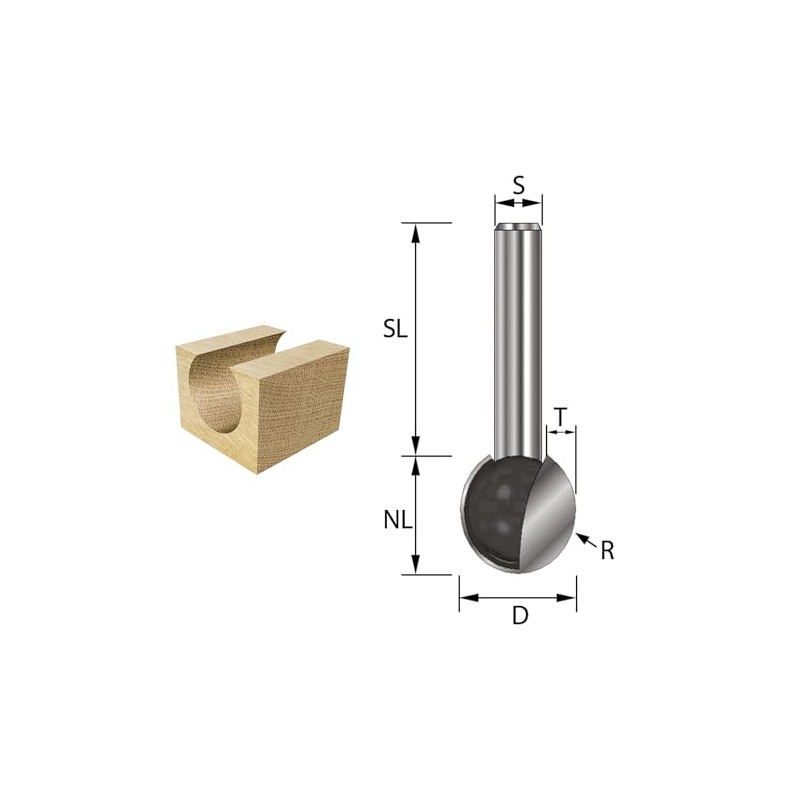 ENT Ball Groove Cutter TC Shank (C) 8 mm, Diameter