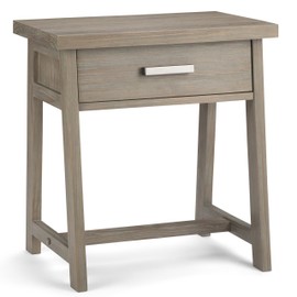 Simpli Home Sawhorse SOLID WOOD 24 inch Wide Modern Industrial Bedside Nightstand Table in Distressed Grey