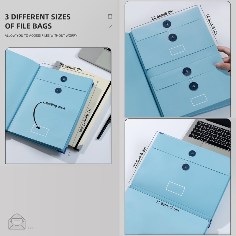 Folio Folder File Organiser 12 Compartments Document Folder with Label