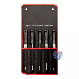 225FWY 5 Piece 10" Second Cut File Set Round Square Flat Half-Round Hand Tool Kit