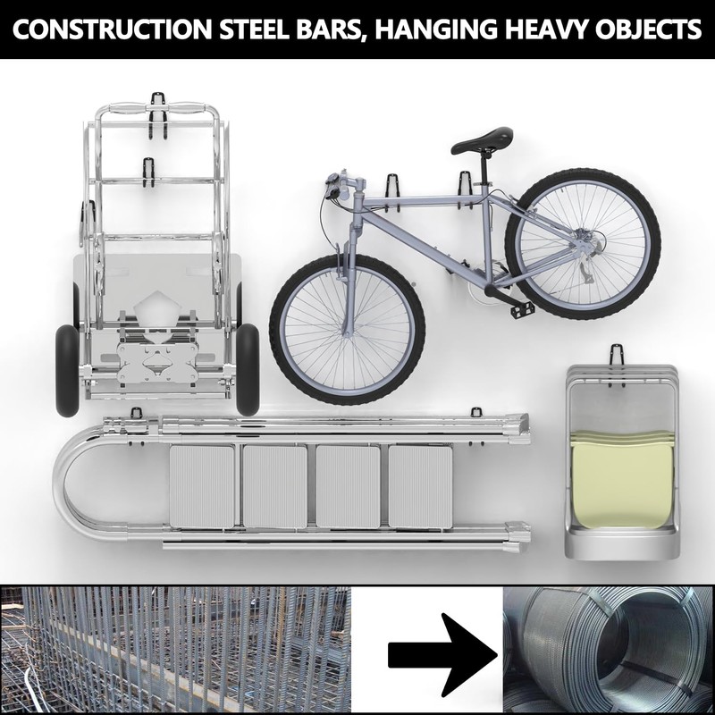 3-H Wall Hooks Garage Pack of 6 Tool Hooks All-in-One