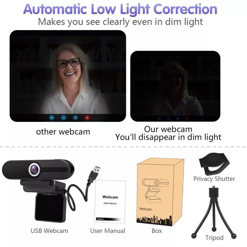 ZIQIAN Webcam 4K 8MP HD (Microphone/Pr