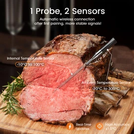 DOQAUS Meat Thermometer Wireless 158 m Bluetooth Grill Thermometer 1S Answer Meat Thermometer IPX7 Waterproof Roasting Thermometer for Grill Oven Smoker Rotisserie Airfryer Safe in Dishwasher