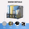 4 Vertical Compartments Magazine File Holder, Metal Binder Organizer, Black