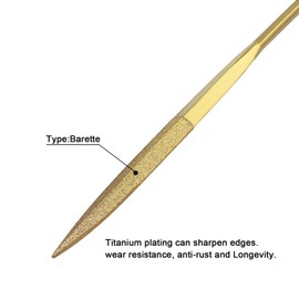 FOCMKEAS 10 PCS Diamond Needle File (5mm x 180mm,150 Grit) Titanium Coated Mini Metal Files Barette Files for Precision Metal File Work Miniature DIY Jewelers/Glass/Ceramic