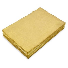 TYH Supplies Watercolor Handmade Paper Sheets 50 Count - Light Coffee - 130 GSM - Rough Thick Deckled Edge Textured Paper for Painting Drawing and Invitations 6 x 4 Inch Made with Recycled Cotton