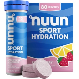 Nuun Sport Electrolyte Tablets with Magnesium, Calcium, Potassium, Chloride & Sodium, Gluten Free & Vegan, Strawberry Lemonade, 8 Pack (80 Servings Total)