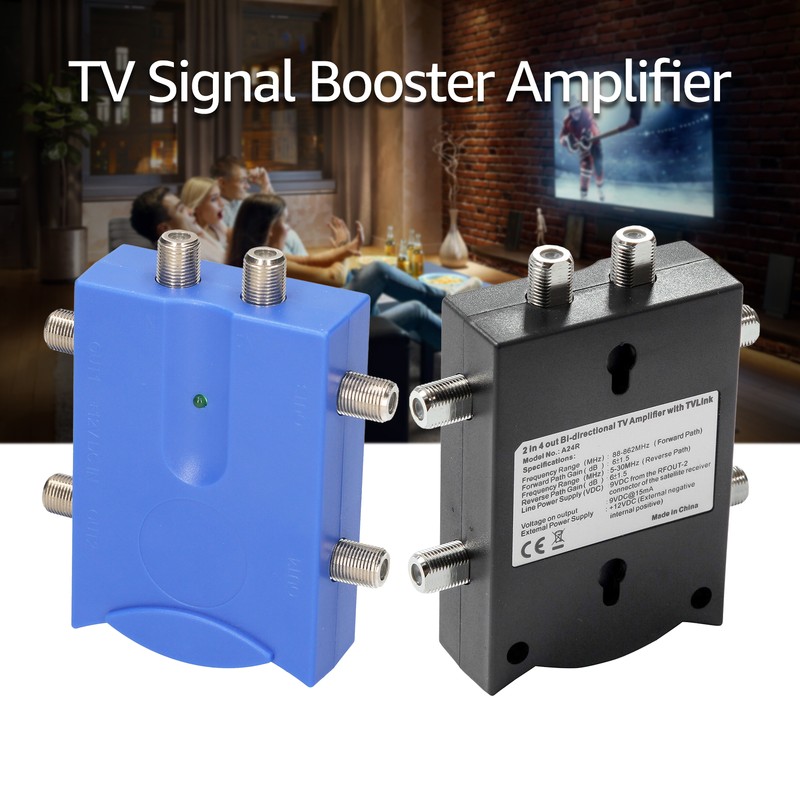 Bi-directional TV Amplifier 2 Inputs TV Antenna Signal Booster with