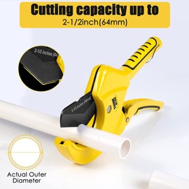THINKWORK PVC Cutter PVC Pipe Cutter Up to 2.5 Inch Heavy Duty Pipe Cutting Tool with SK5 Blades for Cutting PVC PEX, PPR
