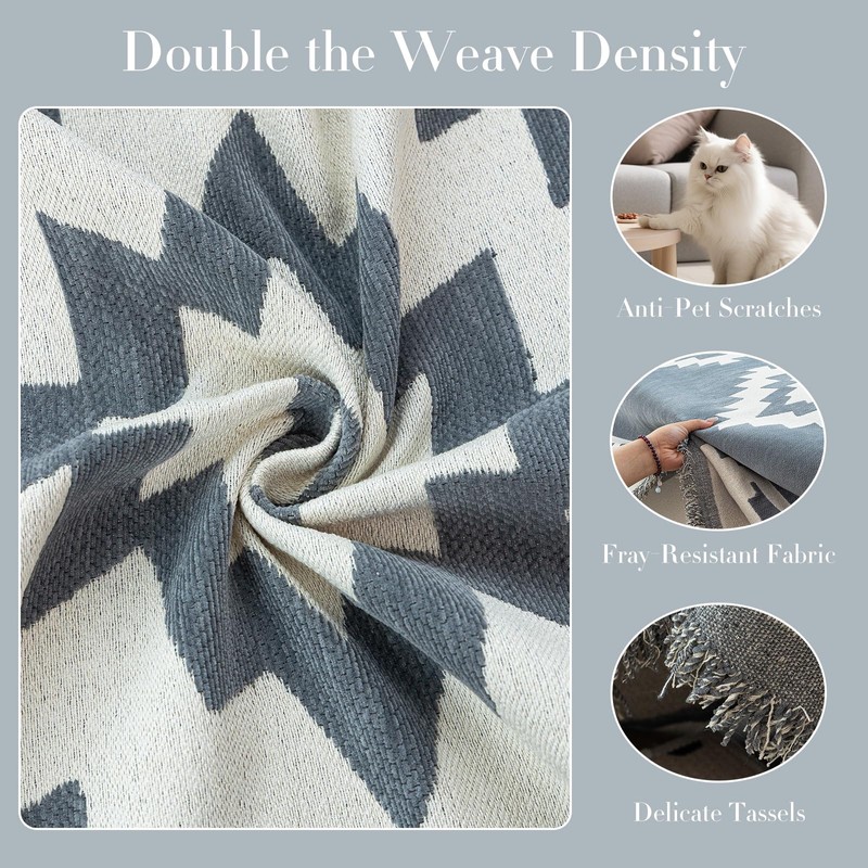 JPGGD Boho Sofa Couch Cover, Chenille Couch Cover Blanket for