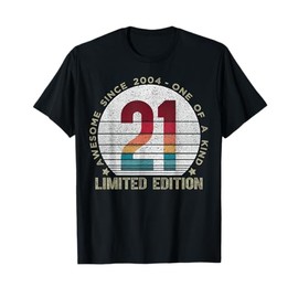 21 Year Old Gifts Vintage 2004 Limited Edition 21st Birthday T-Shirt