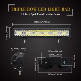 SKYWORLD 18 inch 360W 8D Driving LED Light Bar with 12V Wiring Harness Cable Kit, 2pcs Strong Magnetic Bracket Mount Holder for Car Off road Truck SUV ATV 4x4, Fog Lights 6000K White