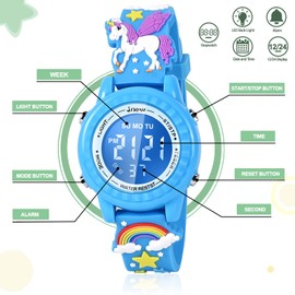 Dotodo Girls Watch Age 3-10, Gifts for 4-11 Year Old Girls Watches for Kids Age 3-11 Birthday Xmas Gifts for Kids Age 3-12 Unicorn Toys for Girls Age 3-12 Stocking Stuffers for Kids - Dark Blue