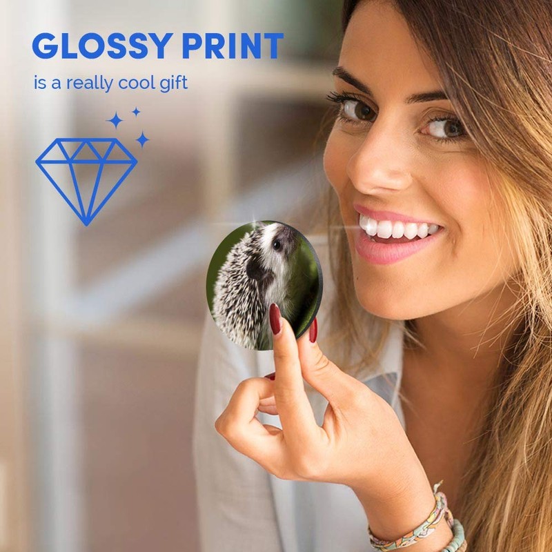 1 x Round MDF Magnet - Hedgehog Garden Wildlife British