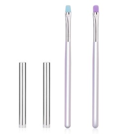 2pcs Nail Clean up Brushes, Painting Brushes for Nails with Round & Flat Head Pen Painting Tools for Nail Design & Remover Polish Mistake Cleaning