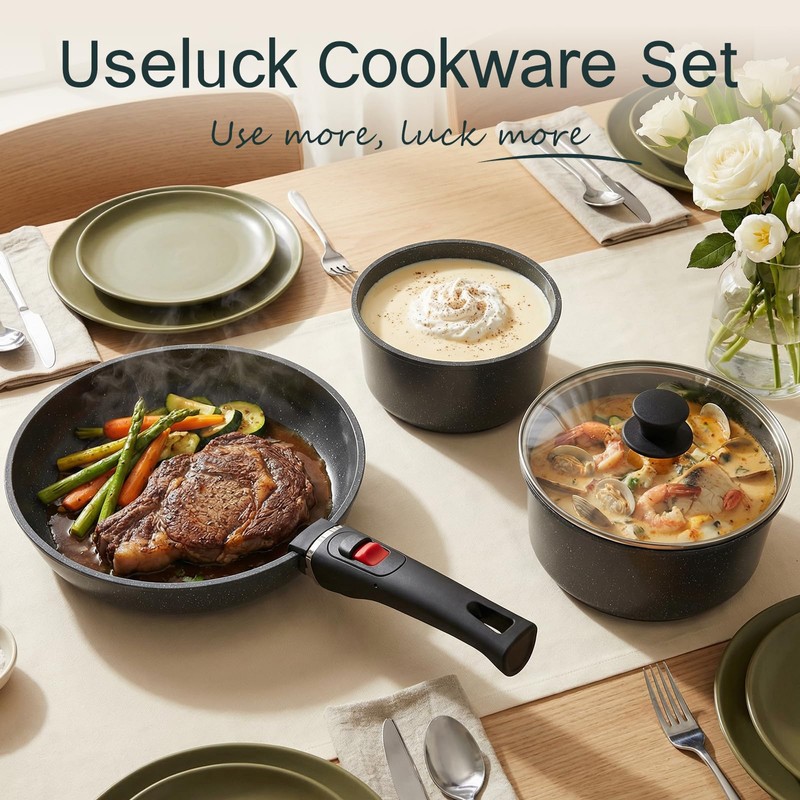 Pots and Pans Set Non Stick 21 PCs, Stackable Cookware