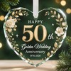 50th Anniversary Ornament - Heart Glass Wedding Gifts for Couple