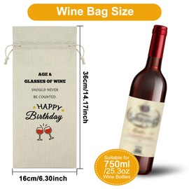 2pcs Birthday Wine Bag Funny Birthday Gifts for Women Men Birthday Party Decoration Wine Bag Gifts Happy Birthday Decor Inspirational Birthday Gifts for Best Friend Colleague Mum Dad Grandpa Grandma