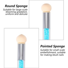 Nail Art Rendering Tools, Double Head Ombre Sponge Stick with 4 Replacement Heads, Nails Sponge Brush Sponge, Nail Design Accessories, Gel Nails Accessories (Blue)