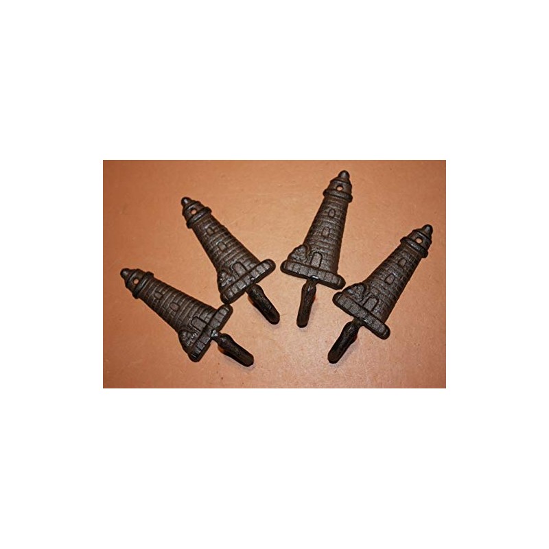 Southern Metal Cast Iron Lighthouse Bath Towel Hooks Rustic Brown,
