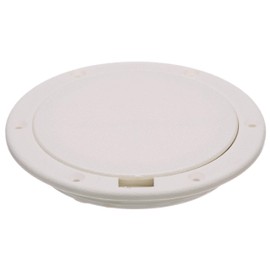 Seachoice White Pry-Up Deck Plate, Watertight, Up to 4-3/8 in. Diameter