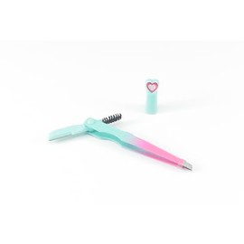 Urban Arden Eyebrow 3 in 1 Dermaplane razor, Eyebrow Tweezers, Eyebrow Brush, Face Razor For Women, Dermaplaning tool (Teal/Pink)