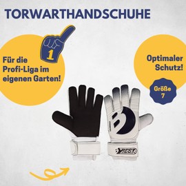 Best Sporting Children's Goalkeeper Gloves, Non-Slip Football Gloves Made of PU Foam, Football Gloves, Size 7, High-Quality Goalkeeper Gloves, Black - White