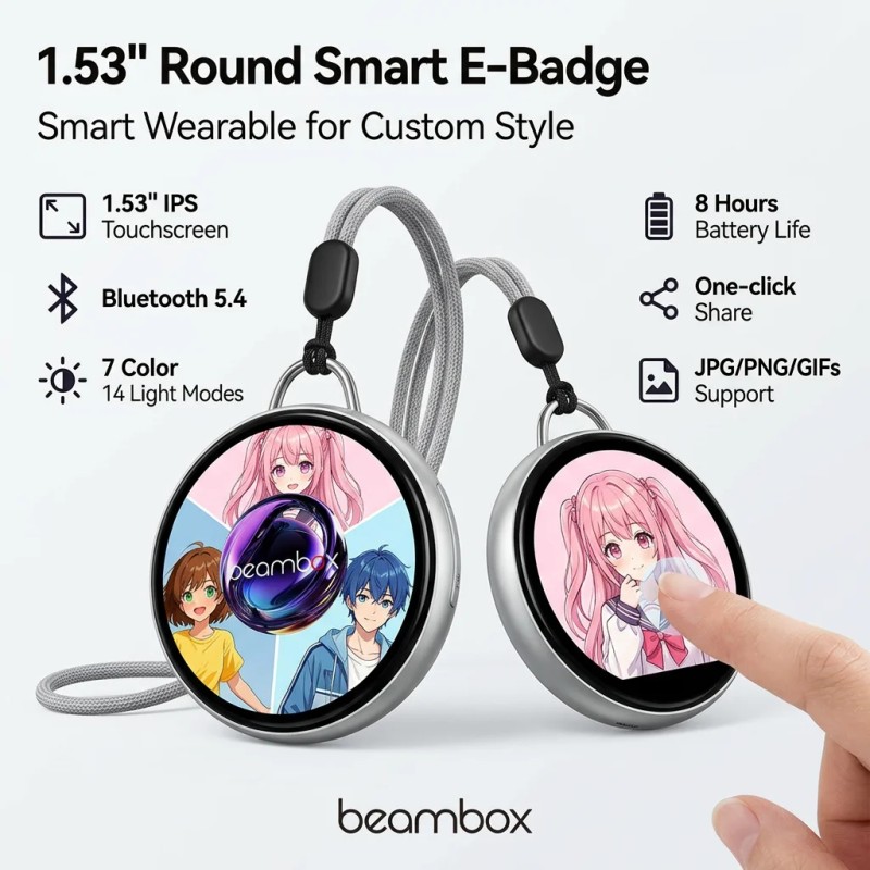 Beambox New Multifunctional AI for Electronic Badge with IPS Display