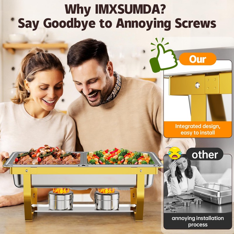 IMXSUMDA 2-Pack Chafing Dishes for Buffet with Glass Lids –