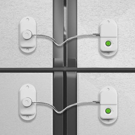 Fingerprint Fridge Lock, Baby Proofing Childproof for Cabinets, Furniture Anchor, Drawers, Freezer, Dishwasher, No-Drill Adhesive or Drill Install, Smart Fingerprint Key Quick Unlock (White, 2pcs)